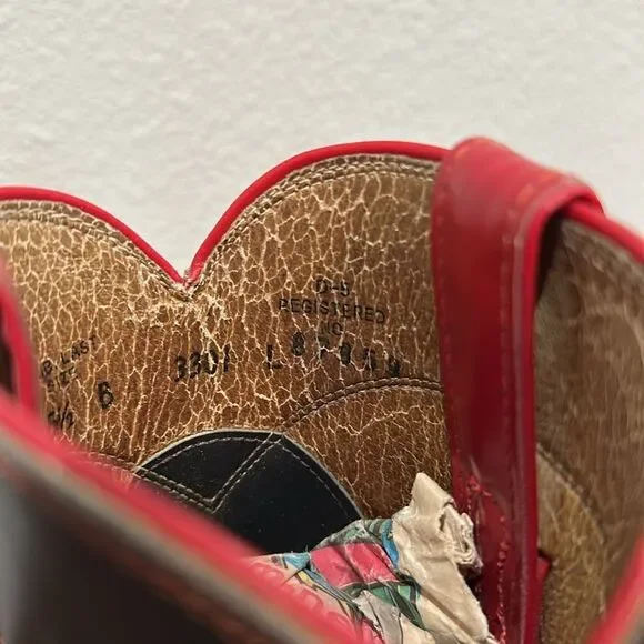 💙♥️ Vintage Diamond J Red & Navy Justin Roper Cowboy Boots - Picture 6 of 9